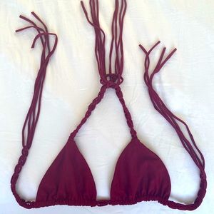 Mikoh Indies Macrame Triangle Wine Bikini Top